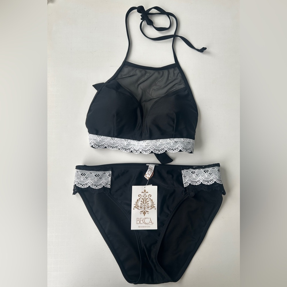 BECCA High Neck Halter Lace Bikini Set